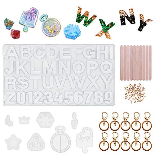 Epoxy Alphabet Resin Molds, Letter Number Diamond Silicone Casting Molds, DIY Jewelry Making Mold for Keychain, Pendant and Home Decoration (Alphabet Resin Mold)