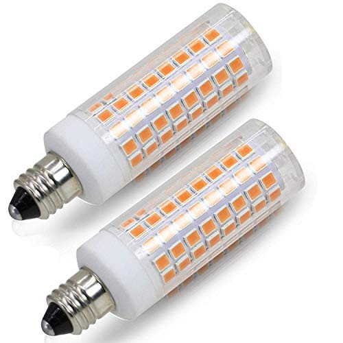 [2-Pack] E11 LED Bulb, Dimmable, 75W 100W Halogen Bulbs Equivalent, JD e11 Mini Candelabra Base, AC110V 120V 130V, 3000K Warm White for Chandeliers Ceiling Fan Light