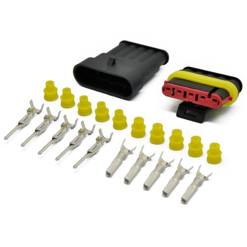 MUYI 10 Kit 5 Pin Way Waterproof Electrical Connector 1.5mm Series Terminals Heat Shrink