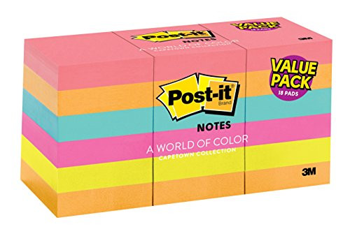 Post-it Notes, Cape Town Collection, 18 Count (653-18AU)