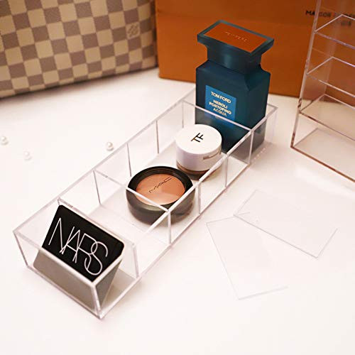 ROWNYEON Acrylic Makeup Organizer 6 Compact Clear Cosmetics Makeup Drawer Organizer Makeup Holder Organizer For Vanity Makeup Organizer Countertop Makeup Tray With Removable Dividers