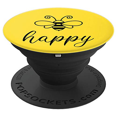 Save The Bees Bee Happy Honey Bee Gifts Yellow Be Happy PopSockets Grip and Stand for Phones and Tablets