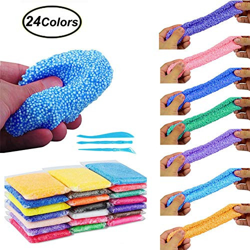 SWZY Fluffy Slime Kit, 24 Colors Snow Mud Fluffy Floam Slime Scented Stress Relief No Borax Kids Clay Toy