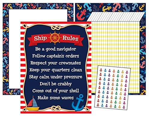 Teacher Created Resources Nautical Classroom Essentials Chart Pack (6886)