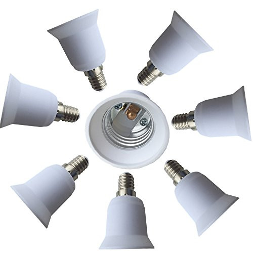Eleidgs 8 PCS Bulb Holder E14 to E27 Adapter Converter - E14 Light Socket to E26 Light Bulb Base Socket