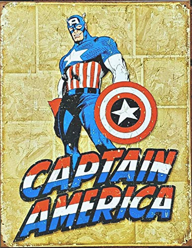 The Finest Website Inc. New Captain America Super Hero 16" x 12.5" (D1736) Nostalgic Aged Appearance Tin Sign