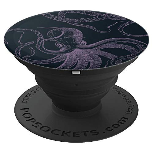 Purple and Black Octopus Sea Life Animals Cool Ocean gifts PopSockets Grip and Stand for Phones and Tablets