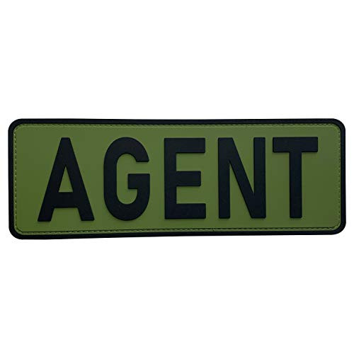 uuKen Large PVC Agent Patch 8.5"x3" Enforcement Federal Special Agent Vest Hook Fastener Morale Patch (Black and Green, 8.5"x3")