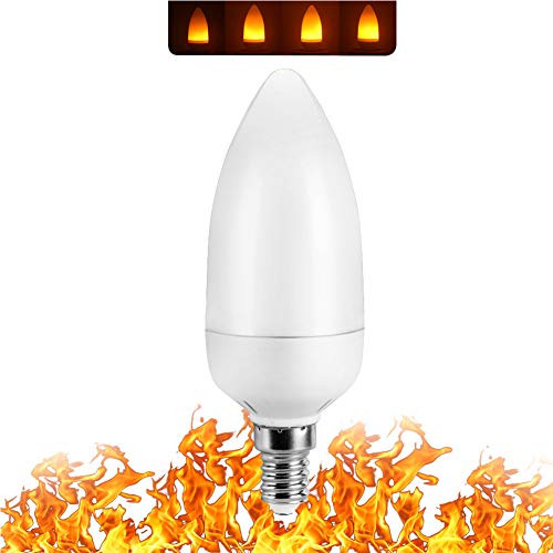 LED Flame Effect Light Bulbs - 3 Modes LED Flickering Fire Flame with Upside Down Effect, E26 Simulated Decorative Lights Vintage Flaming Lamp for Halloween Christmas Decoration Party Bar (Pointed)