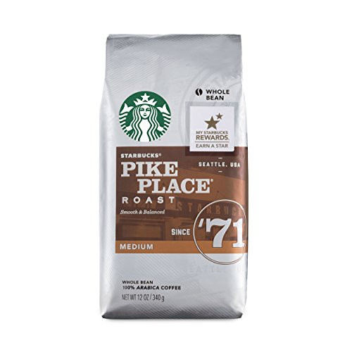 Starbucks Pike Place Roast Medium Roast Whole Bean Coffee, 12 Ounce (Pack of 1)