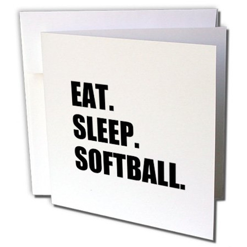 3dRose Eat Sleep Softball - Team Sport Playing Enthusiast Play Player Text, Greeting Cards, Set of 6 (gc_180444_1)