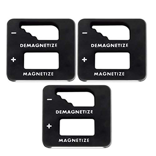 Katzco 3 Black Precision Demagnetizers and Magnetizers - for Screwdrivers, Small Tools, Small and Big Screws, Drills, Drill Bits, Sockets, Nuts, Bolts, Nails and Construction Tools, 3 Pack