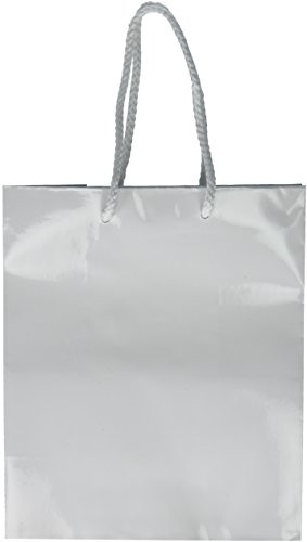 Amscan White Solid Glossy Bag Medium | 12 Ct.