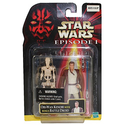 Star Wars Episode I Obi-Wan Kenobi (Naboo) Basic Action Figure with Bonus Battle Droid