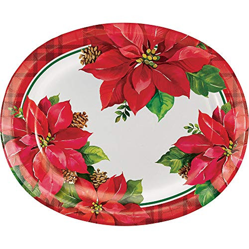 Creative Converting 332051case Poinsettia Oval Plates, One Size, Multicolor
