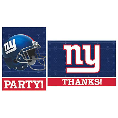 Amscan 482344"New York Giants" Collection Party Invitations & Thank You Card Sets, 6 Ct, Multicolor