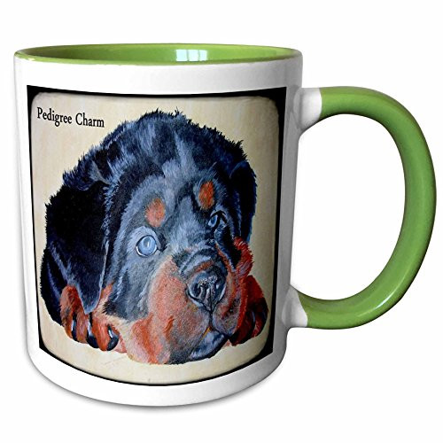 3dRose 78690_7 Mug, 11 oz, Green/White