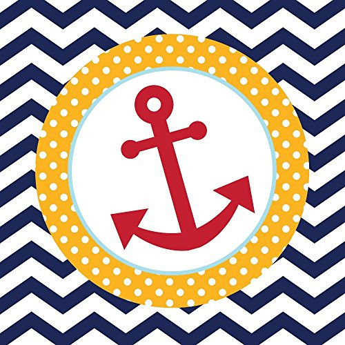 Creative Converting 18 Count Ahoy Matey Anchor Paper Luncheon Napkins (Value 3-Pack)