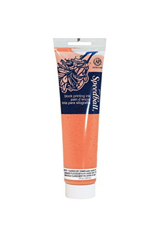 Speedball Water Soluble Block Printing Ink, Fluorescent Orange, 5 Ounces