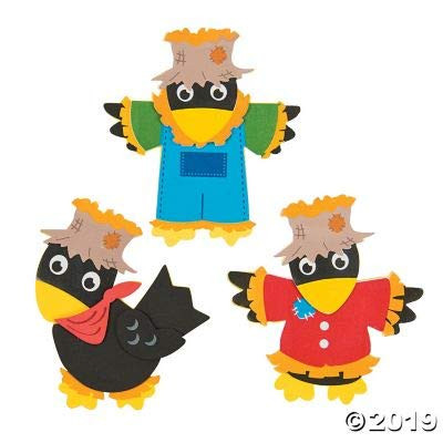 Fun Express Scarecrow Crow Foam Magnets CK-12 - Craft Kits - 12 Pieces