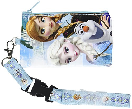 Mirage Officially Licensed Disney Frozen Zipper Pouch Wallet and Quick Release Key Clip Lanyard - Anna, Elsa, and Olaf
