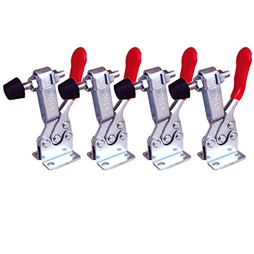 COOLOGIN 4Pcs Hand Tool Toggle Clamp Antislip Red Horizontal Clamp 201-B 220lbs Quick Release Tool