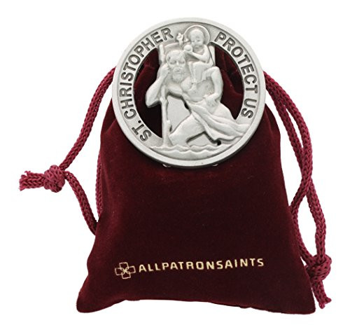 All Patron Saints Round St Christopher Cut-Out Auto Visor Clip All Patron Saints Round St Christopher Cut-Out Auto Visor Clip