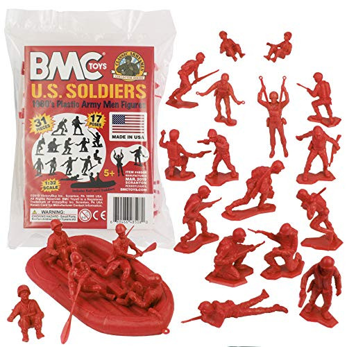 BMC Marx Plastic Army Men US Soldiers - Red 31pc WW2 Figures - Made in USA BMC Marx Plastic Army Men US Soldiers - Red 31pc WW2 Figures - Made in USA