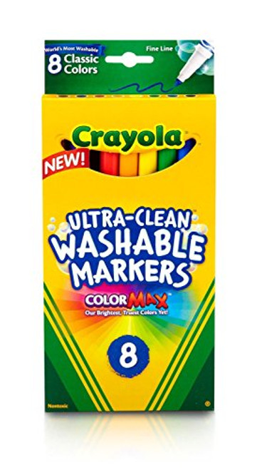 Crayola Ultra-Clean Washable Markers, Color Max, Fine Line Classic Colors 8 Ea (Pack of 6) Crayola Ultra-Clean Washable Markers, Color Max, Fine Line Classic Colors 8 Ea (Pack of 6)