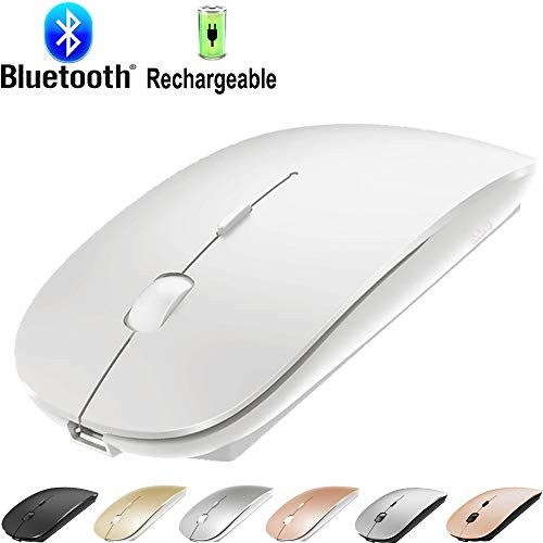 Rechargeable Bluetooth Mouse for Laptop Mac Pro Air Bluetooth Wireless Mouse for MacBook pro MacBook Air MacBook Mac Window Laptop (White)