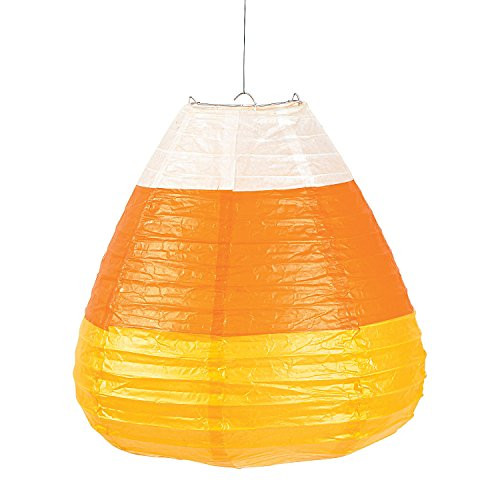 Fun Express - Candy Corn Shaped Lanterns for Halloween - Party Decor - Hanging Decor - Lanterns - Halloween - 3 Pieces