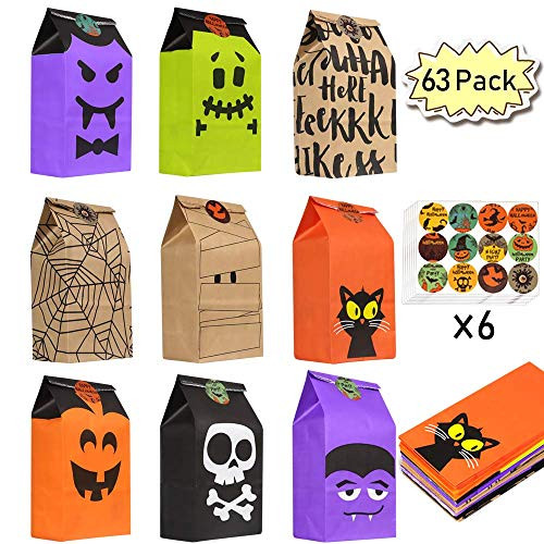 63 Pack Halloween Trick or Treat Candy Bags, Halloween Goodie Bags Halloween Gift Bags Halloween Treat Bags Party Supplies with Stickers (9 Designs) 63 Pack Halloween Trick or Treat Candy Bags, Halloween Goodie Bags Halloween Gift Bags Halloween Treat Bags Party Supplies with Stickers (9 Designs)