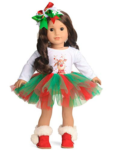 sweet dolly Doll Clothes Christmas Costume Santa Tutu Dress fits 18 Inch American Girl Doll