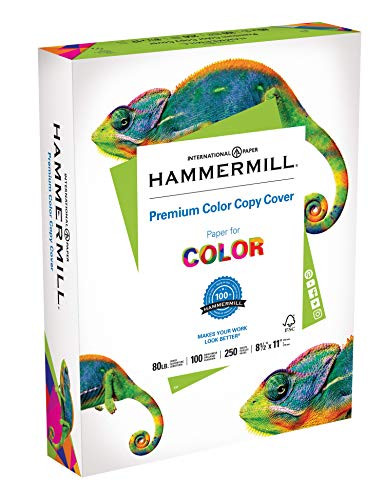 Hammermill Paper, Premium Color Copy Cover Cardstock 8.5 x 11 Paper, Letter Size, 80lb Paper, 100 Bright, 1 Pack / 250 Sheets (120023R) Heavy Paper, Card Stock White
