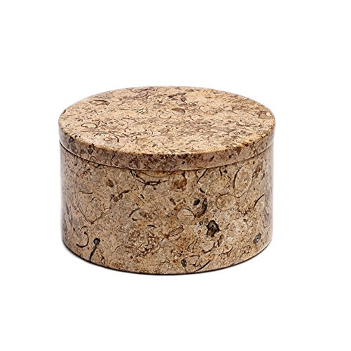 Exceptional All Natural Fossil Coral Stone Trinket (Jewelry) Box - 4" Round & 2.5" Tall