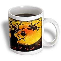 3dRose Halloween Backdrop Ceramic Mug, 15-Ounce