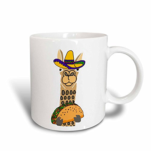 3dRose 263812_1 Funny Cute Llama wearing Sombrero and eating Taco Cartoon Mug 11 oz 3dRose 263812_1 Funny Cute Llama wearing Sombrero and eating Taco Cartoon Mug 11 oz