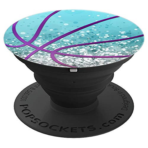Lilac Purple Basketball On Ice Light Blue PopSockets Grip and Stand for Phones and Tablets