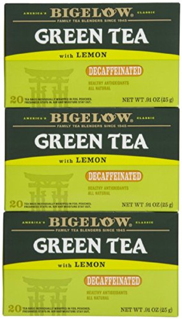 Bigelow Decaf Green Tea w/ Lemon Tea Bags - 20 ct - 3 pk Bigelow Decaf Green Tea w/ Lemon Tea Bags - 20 ct - 3 pk