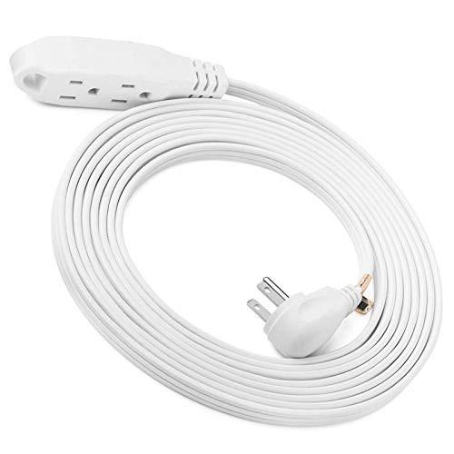 ClearMax 12 Feet 3 Outlet Extension Cord 16AWG Indoor/Outdoor Use - White - UL Listed