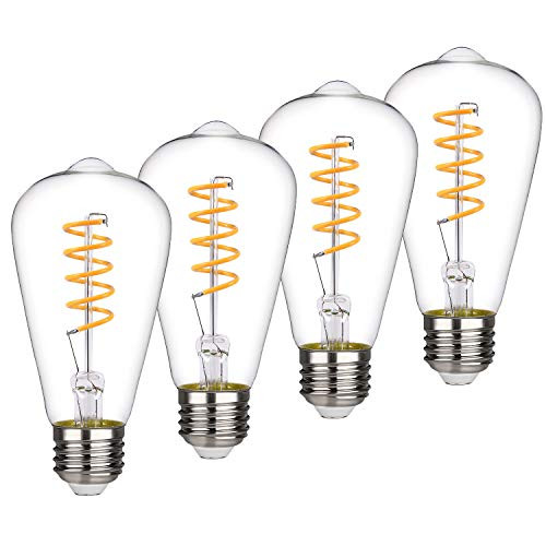 Emitting 4.5W Dimmable 450LM Daylight White 4000K, ST19/ST64 Vintage Edison LED Bulb, Antique LED Filament Light Bulb, 50W Equivalent, E26 Base, Clear Glass (4000K - 4 Pack)