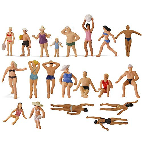 Evemodel P8719 40pcs Model Trains Swimming Figures 1:87 Scale HO Scale People Scenery Layout Landscape Miniature