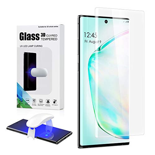 Foluu [1 Pack Galaxy Note 10 Plus Screen Protector, Full HD Curved Edge [Liquid UV Tempered Glass][Exclusive Solution for Ultrasonic Fingerprint] Easy Install Kit for Galaxy Note 10 Plus/Note 10 + 5G