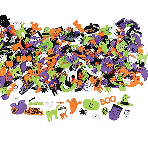 Fun Express - Happy Halloween! Foam Adhesive Shapes for Halloween - Craft Supplies - Foam Shapes - Regular - Halloween - 500 Pieces