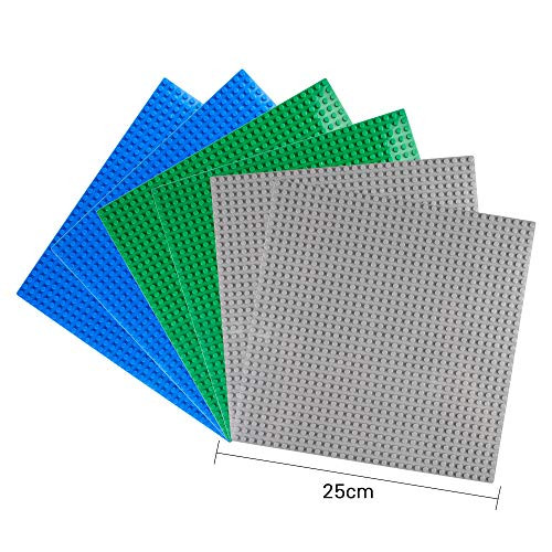 LVHERO Classic Baseplates Building Plates for Building Bricks 100% Compatible with All Major Brands-Baseplate, 10" x 10", Pack of 6, Multicolored