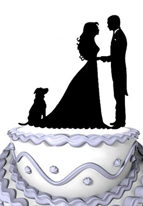 Meijiafei Bride and Groom Silhouette with Dog Pet Mr & Mrs Acrylic Cake Topper Meijiafei Bride and Groom Silhouette with Dog Pet Mr & Mrs Acrylic Cake Topper