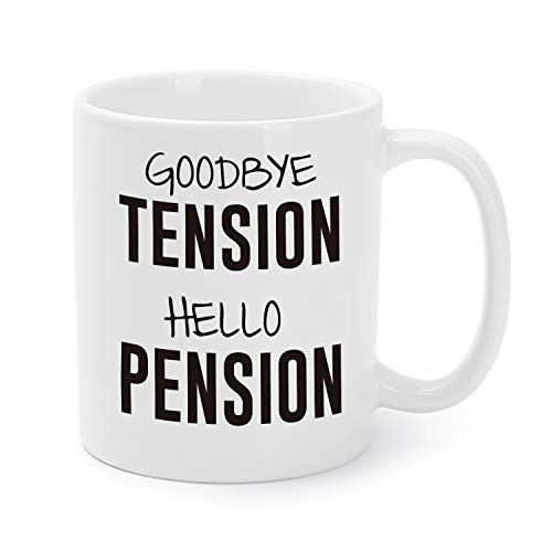 Retirement Coffee Mugs Gifts For Retired Men/Women/Coworkers Goodbye Tension Hello Pension Tea Cups 11 Oz