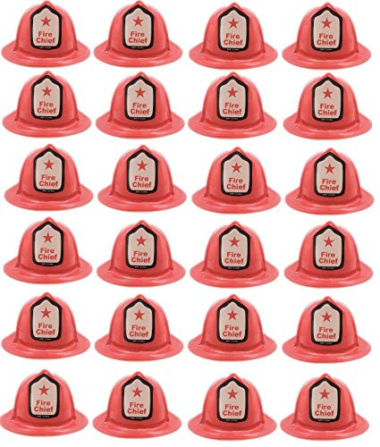 Oojami 24 Piece Plastic Firefighter Fire Chief Hat Soft Plastic