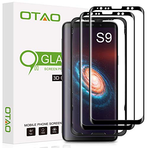Galaxy S9 Screen Protector Tempered Glass 2 Pack, OTAO 3D Curved Dot Matrix [Full Screen Coverage] Glass Screen Protector for Samsung Galaxy S 9 with Installation Tray [Case Friendly]