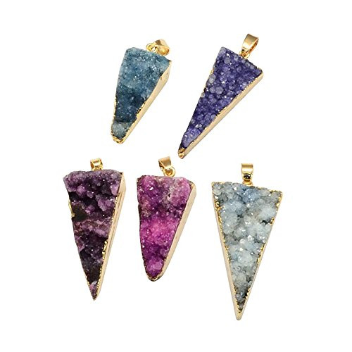 PandaHall Mixed Dyed Plated Natural Druzy Agate Links and Pendants (Triangle) PandaHall Mixed Dyed Plated Natural Druzy Agate Links and Pendants (Triangle)